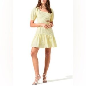 ASTR The Label Mayfair Yellow Lemonade Cut Out Asymmetrical Mini Dress Size S